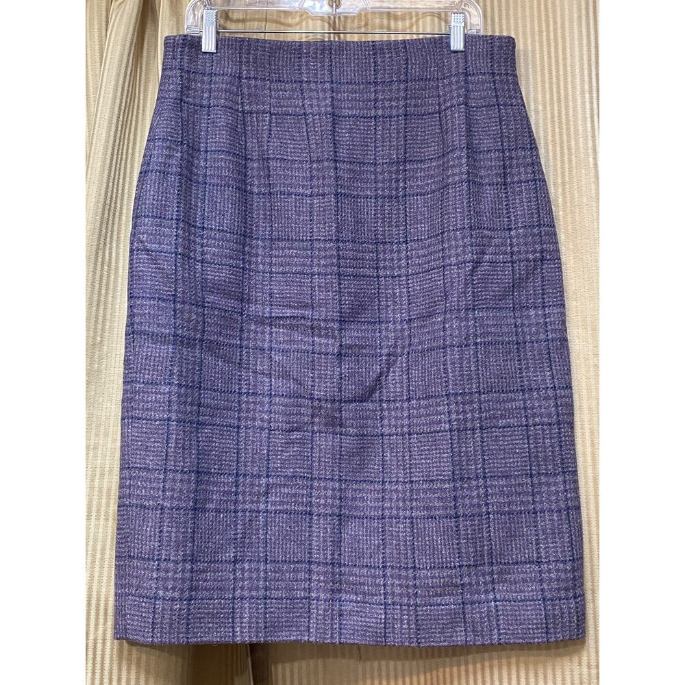 Vintage Valerie Stevens Women's Plaid Midi Skirt 100% Pure Wool 14